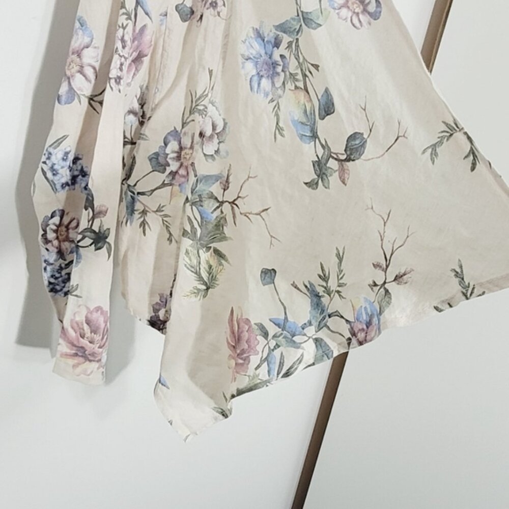 Bellambra Floral 100% Linen Open Cardigan Italy Lightweight Adjustable Sides L - Picture 6 of 10